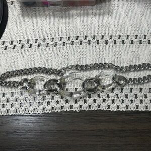 Alexis Bittar Clear Link and Metal Chain Statement Necklace